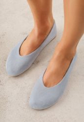 Niebieskie Casualowe Balerinki z Imitacji Zamszu Zambra. Niebieskie baleriny damskie Born2be, na lato, bez wzorów, z jeansu, biznesowe, bez obcasa. Za 74.99 zł.