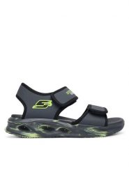 Skechers Sandały Sola Glow Sandal 407032L/CCBK Szary. Szare sandały chłopięce Skechers, ze skóry, bez zapięcia. Za 179.99 zł.