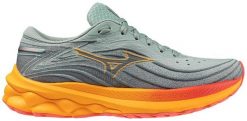 Buty do biegania damskie Mizuno Wave Skyrise 5 abyss/ dubarry/ carrot curl. Szare obuwie sportowe damskie Mizuno, bez wzorów, z materiału, do biegania, mizuno wave. Za 612.20 zł.