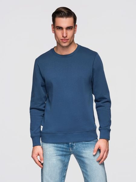 Męska bluza dresowa BASIC z okrągłym dekoltem OM-SSBN-0271 -. Brązowe bluzy męskie Ombre Clothing, m, z aplikacjami, z bawełny, bez kaptura. W wyprzedaży za 142.49 zł.