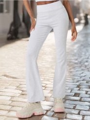 Legginsy HIGH WAIST z rozszerzaną nogawką - szary. Szare legginsy damskie Sinsay, l, bez wzorów. W wyprzedaży za 27.99 zł.