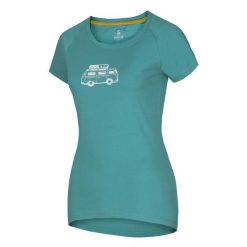 Koszulka damska Ocun Raglan T green. Zielone koszulki sportowe damskie Ocun, xl, bez wzorów, bez kołnierzyka, bez ramiączek, wspinaczkowe. Za 161.00 zł.