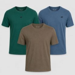KOMPLET KOSZULEK MĘSKICH ZESTAW 4F T-SHIRT 3PAK. T-shirty męskie 4f, m, bez wzorów, z bawełny, sportowe, bez kołnierzyka. Za 181.98 zł.