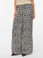 Vero Moda Spodnie materiałowe Menny 10282478 Beżowy Wide Leg. Brązowe spodnie materiałowe damskie Vero Moda, l, bez wzorów, z materiału. Za 169.99 zł.