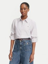 Tommy Hilfiger Koszula WW0WW46111 Różowy ciemny Relaxed Fit. Czerwone bluzki damskie Tommy Hilfiger, bez wzorów, z bawełny, bez kołnierzyka, bez ramiączek. Za 409.99 zł.