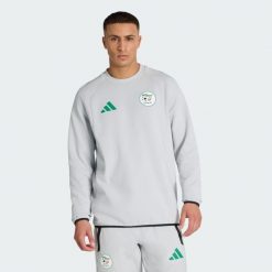 Bluza Algeria Tiro Tech Crew Sweatshirt. Szare bluzy męskie Adidas, s, bez wzorów, bez kaptura, do piłki nożnej. Za 259.00 zł.