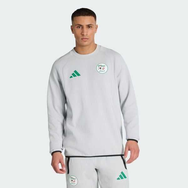 Bluza Algeria Tiro Tech Crew Sweatshirt. Szare bluzy męskie Adidas, s, bez wzorów, bez kaptura, do piłki nożnej. Za 259.00 zł.