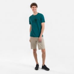 Spodenki turystyczne męskie Quechua NH100. Brązowe krótkie spodenki sportowe męskie QUECHUA, m, bez wzorów, z bawełny, trekkingowe. Za 49.99 zł.