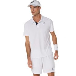 Polo Asics Court. Białe koszulki polo męskie Asics, bez wzorów, bez kołnierzyka, bez ramiączek, tenisowe. Za 244.00 zł.