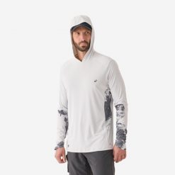 Koszulka wędkarska Anty-UV Caperlan 500. Koszulki sportowe męskie CAPERLAN, l, bez wzorów, z materiału, bez kołnierzyka, bez ramiączek. Za 89.99 zł.