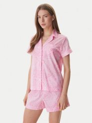 LAUREN RALPH LAUREN Piżama ILN12499 Różowy Regular Fit. Czerwone piżamy damskie Lauren Ralph Lauren, xs, bez wzorów, z bawełny, bez ramiączek. Za 449.99 zł.
