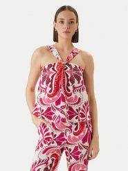 Morgan Bluzka 261-OMARIA Różowy Regular Fit. Czerwone bluzki damskie Morgan, bez wzorów, z wiskozy, bez kołnierzyka, bez ramiączek. Za 249.99 zł.