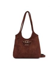 Guess Torebka Samantha Mini HWSG23 13750 Brązowy. Brązowe torebki do ręki damskie Guess, z aplikacjami, z materiału, bez dodatków. Za 494.99 zł.