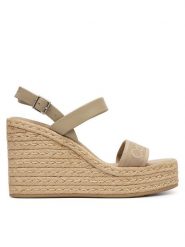 Calvin Klein Espadryle Wedge Espad 70 Webbing Lth HW0HW02901 Beżowy. Brązowe sandały damskie Calvin Klein, bez wzorów, ze skóry, bez obcasa, bez zapięcia. Za 529.99 zł.