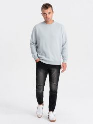 Spodnie męskie marmurkowe JOGGERY z przetarciami - czarne V2 OM-PADJ-0153 - XL. Czarne spodnie materiałowe męskie Ombre Clothing, l, bez wzorów, z bawełny. W wyprzedaży za 89.99 zł.