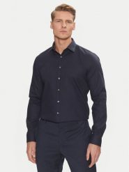 Calvin Klein Koszula Non Iron Tonal Strct Slim Shirt K10K113848 Granatowy Regular Fit. Niebieskie koszule męskie Calvin Klein, m, bez wzorów, z bawełny, biznesowe, bez kołnierzyka, bez ramiączek. Za 279.99 zł.