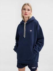Bluza z kapturem Hummel Loose Bee. Niebieskie bluzy damskie Hummel, xl, z aplikacjami, z bawełny, z kapturem, na fitness i siłownię. Za 258.00 zł.
