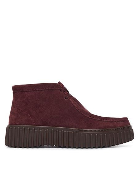 Clarks Trzewiki Torhill Moss 26329426 Bordowy. Czerwone botki damskie Clarks, bez obcasa, na płaskiej podeszwie, bez zapięcia. Za 519.99 zł.