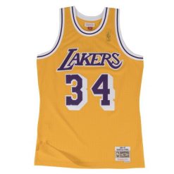 Koszulka Nba Los Angeles Lakers Shaquille O'Neal. Brązowe koszulki sportowe męskie Mitchell & Ness, bez wzorów, bez kołnierzyka, bez ramiączek, do koszykówki. Za 517.00 zł.