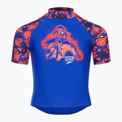 Koszulka do pływania dziecięca Speedo Spider-Man Sun Top. Niebieskie bluzki dla dziewczynek Speedo, bez wzorów, bez kołnierzyka, bez ramiączek. Za 69.99 zł.