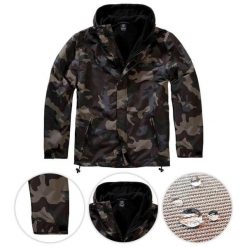 Kurtka turystyczna męska Brandit Frontzip Windbreaker Dark Camo. Czarne kurtki męskie Brandit, m, bez wzorów, z polaru, bez kaptura. Za 283.65 zł.