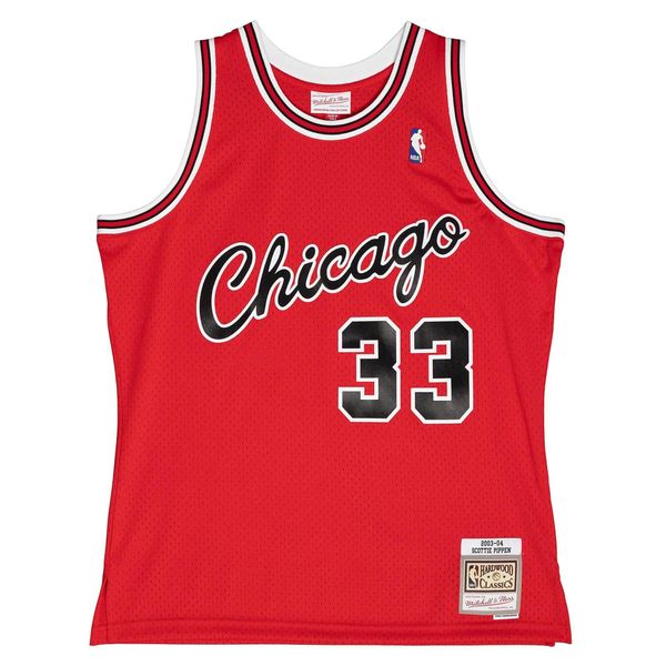 Jersey Chicago Bulls NBA Alternate 2003 Scottie Pippen. Czerwone koszulki sportowe męskie Mitchell & Ness, bez wzorów, z jersey, bez kołnierzyka, bez ramiączek, do koszykówki. Za 517.00 zł.