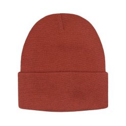 Jednokolorowa Czapka Zimowa Typu Beanie – Zimowa - Ceglana. Czapki i kapelusze męskie His Story, na jesień, bez wzorów. Za 40.00 zł.