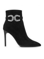 Eva Minge Botki EO-ELENA-E327-20B-R019 Czarny. Czarne botki damskie Eva Minge, ze skóry, bez obcasa, na szpilce, bez zapięcia. Za 429.99 zł.