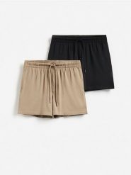 Szorty piżamowe 2 pack - czarny. Czarne piżamy męskie Reserved, l, bez wzorów, z bawełny. Za 79.99 zł.
