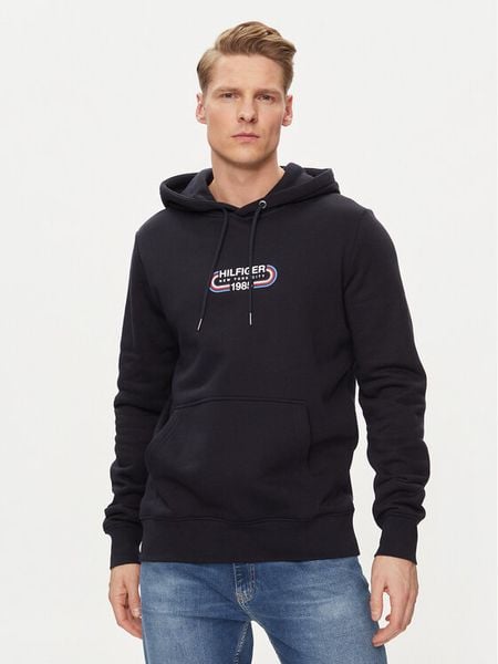 Tommy Hilfiger Bluza Track Graphic MW0MW34445 Granatowy Regular Fit. Niebieskie bluzy męskie Tommy Hilfiger, m, bez wzorów, z bawełny, bez kaptura. Za 399.99 zł.
