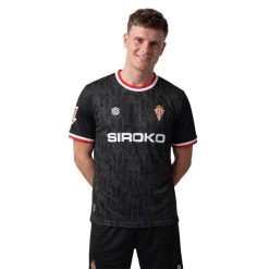 Męska oficjalna bramkarska koszulka domowa Real Sporting de Gijón Siroko RSG H. Czarne koszulki sportowe męskie SIROKO, l, bez wzorów, z materiału, bez kołnierzyka, bez ramiączek, do piłki nożnej. Za 344.00 zł.
