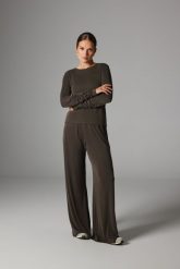 SPODNIE BEVERLY SZARO-BRĄZOWE XL - Flawless. Szare spodnie materiałowe damskie Flawless, s, bez wzorów, z gumy. Za 369.00 zł.
