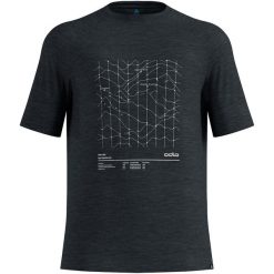 Koszulka z nadrukiem Odlo Merino Tencel Hyper Map Crew Neck S/S. Czarne koszulki sportowe męskie Odlo, na lato, s, bez wzorów, z lyocellu, bez kołnierzyka, bez ramiączek, trekkingowe. Za 357.49 zł.