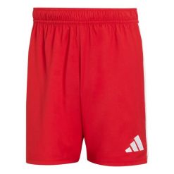 Szorty adidas Tastigo 25. Czerwone krótkie spodenki sportowe męskie Adidas, bez wzorów, do piłki nożnej. Za 85.99 zł.