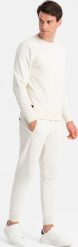 Ombre Bawełniany dresowy komplet męski BASIC bluza nierozpinana + joggery kremowy V5 Z84 XXL. Białe bluzy męskie Ombre, m, bez wzorów, z bawełny, bez kaptura. Za 269.99 zł.