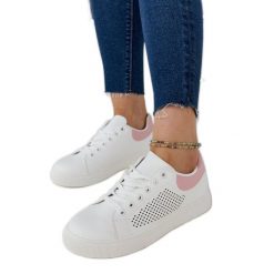 Białe ażurowe sneakersy Semhar. Białe trampki i tenisówki damskie w ażurowe wzory, z gumy, eleganckie, bez zapięcia. Za 101.26 zł.
