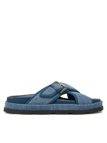 Pollini Klapki SA28094G1MTQ0707 Granatowy. Niebieskie klapki damskie Pollini, bez wzorów, z materiału, bez obcasa. Za 899.99 zł.