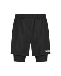 Damskie sportowe spodenki kompresyjne 2w1 CORE Run do biegania CEP. Czarne szorty sportowe damskie CEP, na lato, l, bez wzorów, z elastanu, eleganckie, do biegania. Za 379.00 zł.