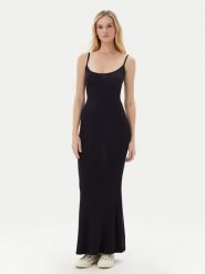 Guess Sukienka letnia O5GK10 KCDA2 Czarny Regular Fit. Czarne sukienki damskie Guess, na lato, m, z aplikacjami, z syntetyku, bez kołnierzyka, bez ramiączek. Za 259.99 zł.