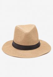 Ciemnobeżowa Czapka Kapelusz z Ozdobną Tasiemką Tinasolla. Brązowe czapki i kapelusze męskie Born2be, bez wzorów, eleganckie. Za 29.99 zł.