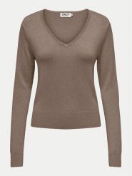 ONLY Sweter Venice 15333990 Brązowy Regular Fit. Brązowe swetry damskie Only, m, bez wzorów, z wiskozy, bez kołnierzyka, bez ramiączek, bez kaptura. Za 59.99 zł.