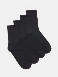 Prążkowane skarpetki 4 pack - czarny. Czarne skarpety damskie Sinsay, bez wzorów, prążkowane. Za 12.99 zł.