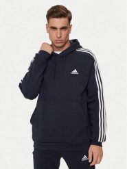 Adidas Bluza Essentials Fleece 3-Stripes IJ6473 Granatowy Regular Fit. Niebieskie bluzy męskie Adidas, m, bez wzorów, z bawełny, bez kaptura. Za 169.99 zł.