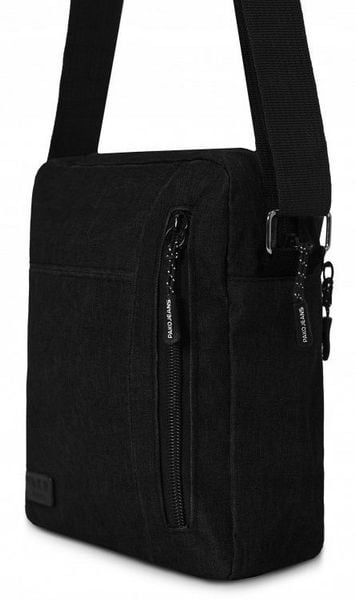Męska, Materiałowa Torebka, Saszetka, Listonoszka - Pako Jeans - Czarna. Czarne saszetki męskie Pako Jeans, z jeansu, małe. Za 45.00 zł.
