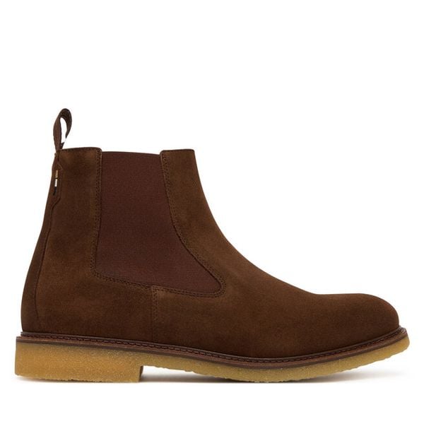 Sztyblety BOSS. Brązowe botki męskie Boss, bez wzorów, bez zapięcia. Za 549.99 zł.