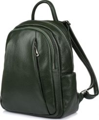 Vera Pelle Ciemno- zielony Włoski Plecak Skórzany A4 damski dużo kieszeni C79. Zielone plecaki damskie Vera Pelle, bez wzorów. Za 319.99 zł.
