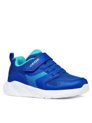 Geox Sneakersy J Sprintye Boy J55GBA 0BC14 C4255 D Niebieski. Niebieskie buty sportowe chłopięce Geox, bez wzorów, z materiału, bez zapięcia. Za 229.99 zł.