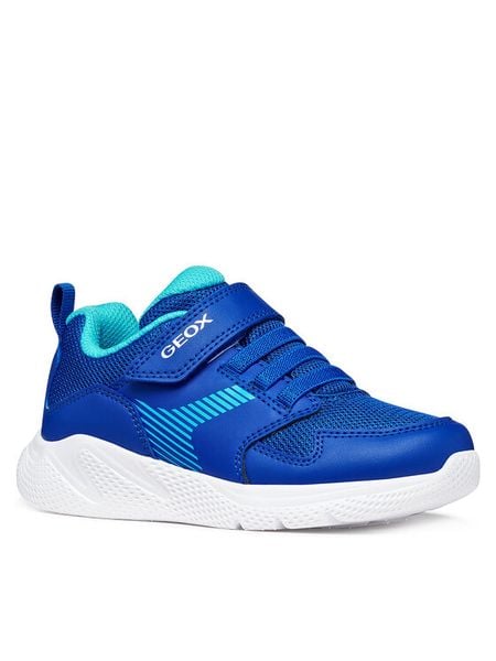 Geox Sneakersy J Sprintye Boy J55GBA 0BC14 C4255 D Niebieski. Niebieskie buty sportowe chłopięce Geox, bez wzorów, z materiału, bez zapięcia. Za 229.99 zł.