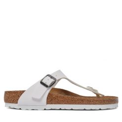Japonki Birkenstock. Białe klapki damskie Birkenstock, bez wzorów, bez obcasa. Za 399.99 zł.