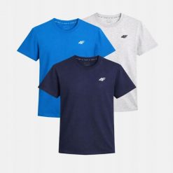 KOMPLET KOSZULEK MĘSKICH 4F ZESTAW 3PAK T-SHIRT TTSHM3341. T-shirty męskie 4f, l, bez wzorów, z bawełny, sportowe, bez kołnierzyka. Za 113.70 zł.